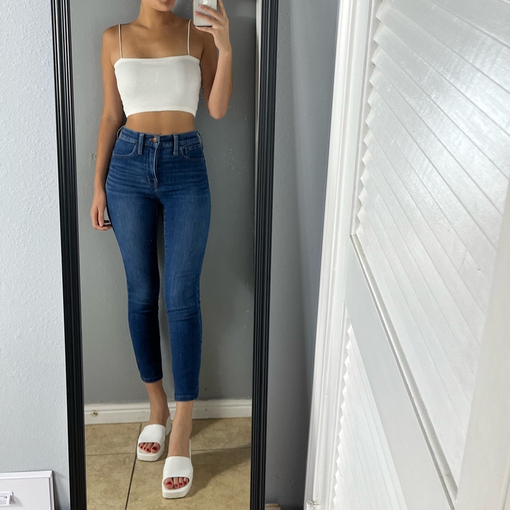 Madewell road tripper dark wash cropped jeans